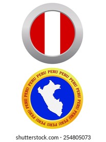 button as a symbol  PERU flag and map on a white background