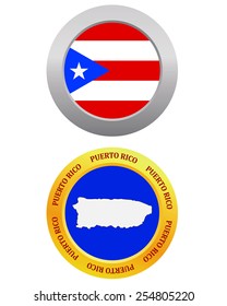 button as a symbol  PUERTO RICO flag and map on a white background