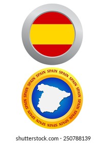 button as a symbol of Spain flag and map on a white background 