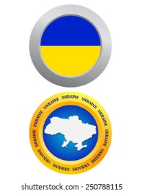button as a symbol of Ukraine flag and map on a white background 