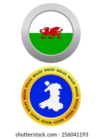 button as a symbol WALES flag and map on a white background