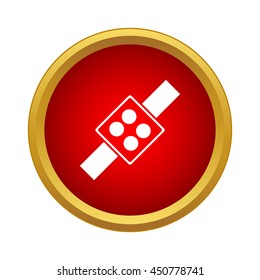 Button synthesizer icon in simple style in red circle. Control symbol