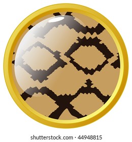 button textured by snake skin