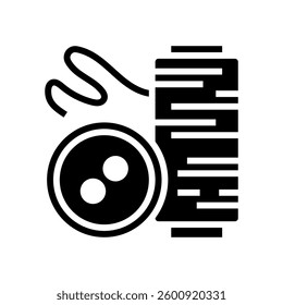 button and thread thrift driven fashion glyph icon vector. button and thread thrift driven fashion sign. isolated symbol illustration