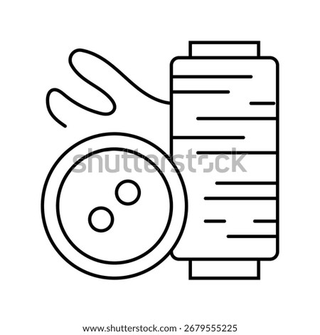 button and thread thrift driven fashion line icon vector. button and thread thrift driven fashion sign. isolated contour symbol black illustration