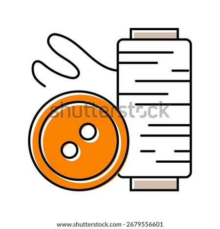 button and thread thrift driven fashion color icon vector. button and thread thrift driven fashion sign. isolated symbol illustration