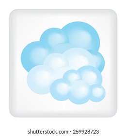 Button with three clouds vector
