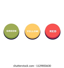 button with three colors . green yellow red button. flat design