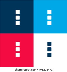 Button of three vertical squares four color material and minimal icon logo set in red and blue