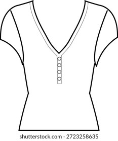 Top de Botón Cad bodysuit Basics chaleco de singlete camiseta de contorno deportivo cami cad Garment Flat clothing technical drawing cads diseño de moda diseño de ropa contorno v cuello pestañas encaje tendencia diseñador de Vector mujeres ilustración croquetas maqueta niñas