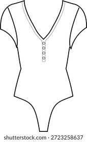 Top de Botón Cad bodysuit Basics chaleco de singlete camiseta de contorno deportivo cami cad Garment Flat clothing technical drawing cads diseño de moda diseño de ropa contorno v cuello pestañas encaje tendencia diseñador de Vector mujeres ilustración croquetas maqueta niñas