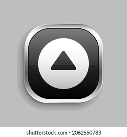 button triangle up icon design. Glossy Button style rounded rectangle isolated on gray background.. Vector illustration