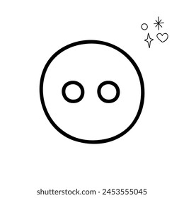 Button mit zwei Löchern. Doodle Outline Vektorgrafik Schwarz-Weiß-Illustration.