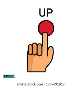 Up Button Using Hand Push Button Sign Hand Pointing Red: เวกเตอร์สต็อก (ปลอดค่าลิขสิทธิ์ ...