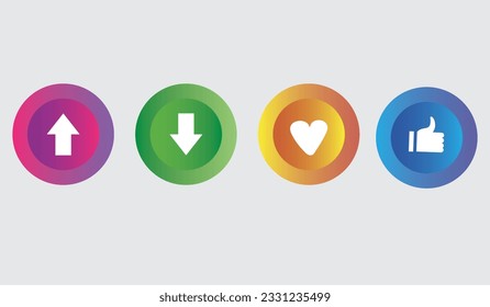 Button Upload Download Like and Love vector design Illustration