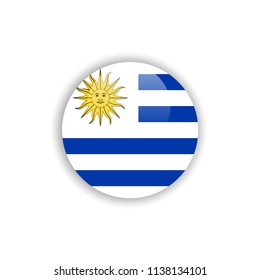 Button Uruguay Flag Vector Template Design