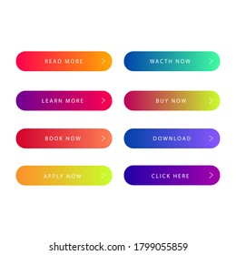 Button user interface icon set isolated on white background