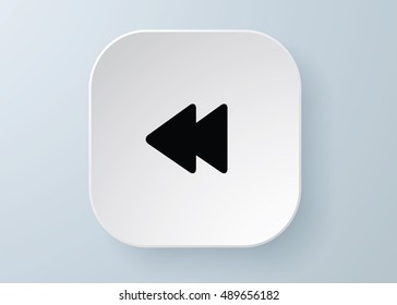 Button vector 3d arrow icon set white color on grey background. Isolated interface line symbol for app, web and music digital illustration design. Application sign element collection.