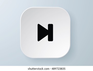 Button vector 3d arrow icon set white color on grey background. Isolated interface line symbol for app, web and music digital illustration design. Application sign element collection.