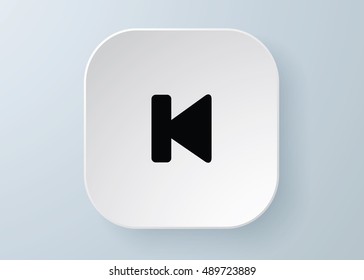 Button vector 3d arrow icon set white color on grey background. Isolated interface line symbol for app, web and music digital illustration design. Application sign element collection.