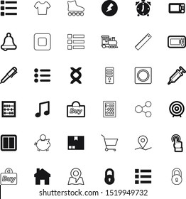button vector icon set such as: shirt, cardboard, add, wall, learning, train, track, cursor, roller, real, chain, multimedia, press, door, decoration, residential, finger, destination, red