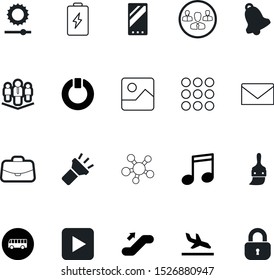 button vector icon set such as: menu, note, aircraft, minus, envelope, link, nature, airplane, bulb, bell, mail, phone, off, urban, paintbrush, emblem, start, global, doorbell, spam, security, small