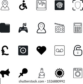 button vector icon set such as: gamepad, sun, lube, water, wireless, privacy, service, finger, empty, wheelchair, display, fill, nobody, accessible, creativity, medical, film, household, unlock, box