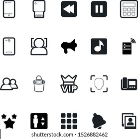 button vector icon set such as: melody, calculation, hardware, attention, ringer, navigation, stop, organic, blank, server, team, school, choice, search, economy, megaphone, man, ring, success, vip