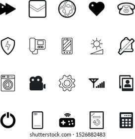 button vector icon set such as: filmstrip, post, bell, summer, movie, sleep, pin, clock, ringer, jingle, send, allowed, information, light, photography, round, tech, cogwheel, social, sun, strength
