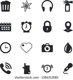 button vector icon set such as: appointment, studio, recycle, thunder, trash, mic, portable, card, help, clinic, right, unlock, information, flame, record, container, headphone, road, raindrop