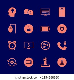 button vector icons set. with recycle gear, money speech bubbles, paper clip and elevator in set
