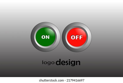 button vector with on and off sentence in the middle