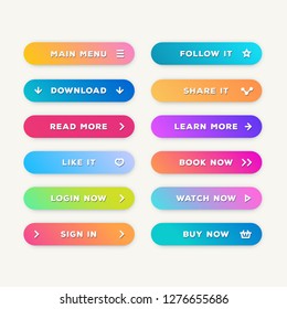 Button vector set trendy gradient style with shadow isolated on background for web site, ui, mobile app. Call to action modern button. vector 10 eps