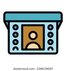 Button video intercom icon outline vector. Security control. Door system color flat