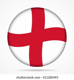 button with waving national flag of England and shadow