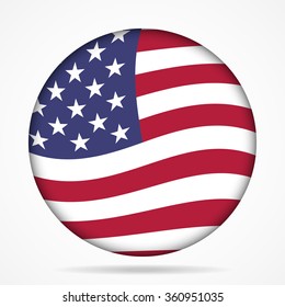 button with waving national flag and shadow - United States of America