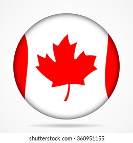 button with waving national flag and shadow - Canada