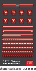 button web classic  color glass red color style vector