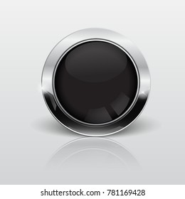 Button web glossy black metallic