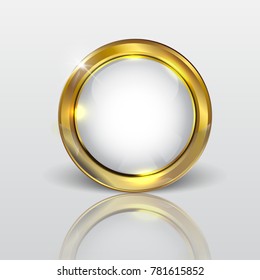 Button web glossy white Gold