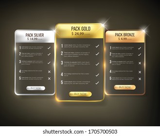 Button web price table pack