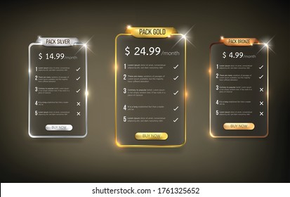 Button Web Price Table Pack
