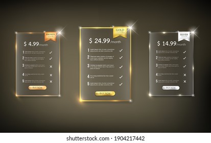 Button web price table pack