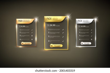 Button web price table pack