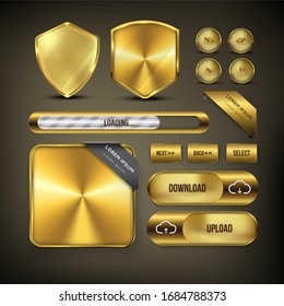 Color dorado del juego web de botones
