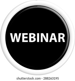 Button  webinar . The round shape. 3D. Vector illustration.