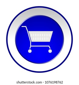 Button for websites, internet applications, shop, vector illustration, button with an icon representing the consumer basket, carts with wheels.