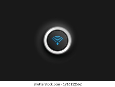 Button with wifi icon in white grow outline buttons on a black background