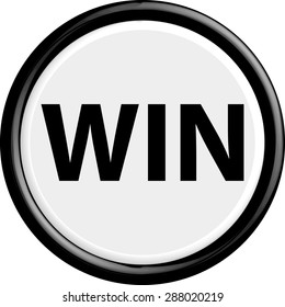 Button win. The round shape. 3D. Vector illustration.