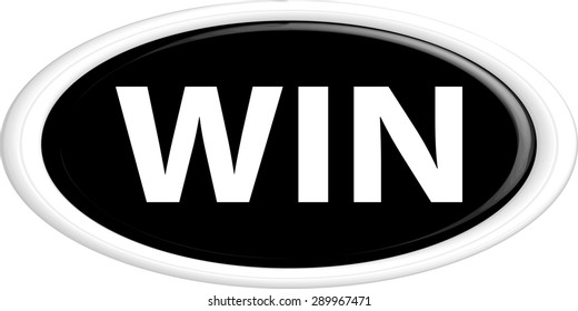 Button win. The round shape. 3D. Vector illustration.